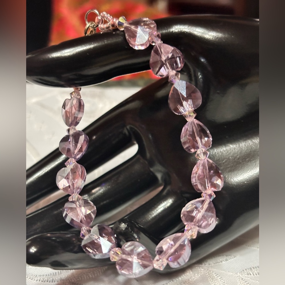 Lavender Heart Bracelet 8 inches